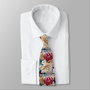 Cravate Motif de fleurs tropicales aux couleurs douces