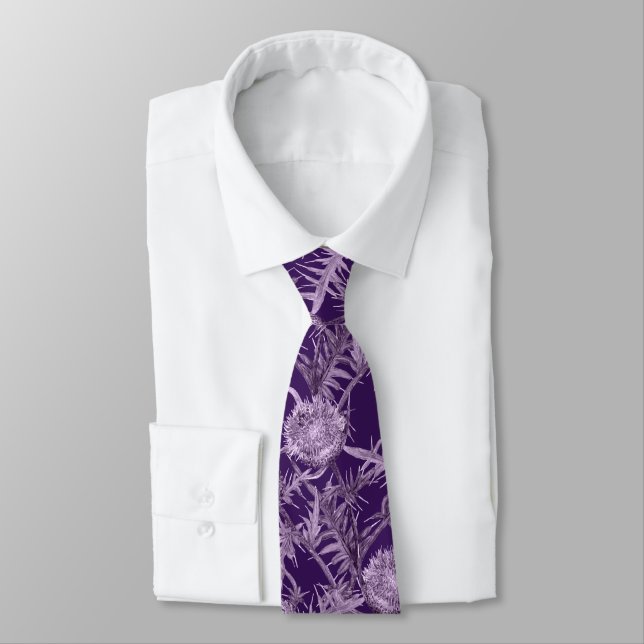 Cravate motif de fleurs violettes (Attaché)