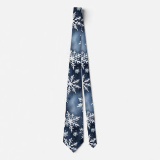 Cravate Motif de flocons de neige à l'aquarelle en bleu ma