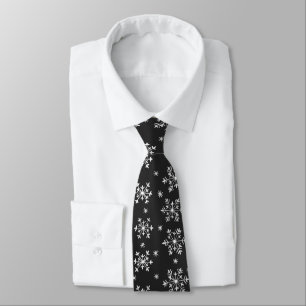 Cravate Motif de flocons de neige - noir et blanc