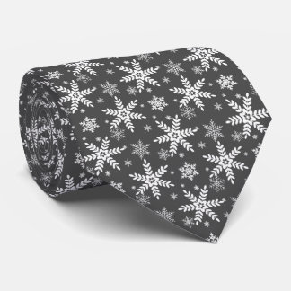 Cravate motif de flocons gris