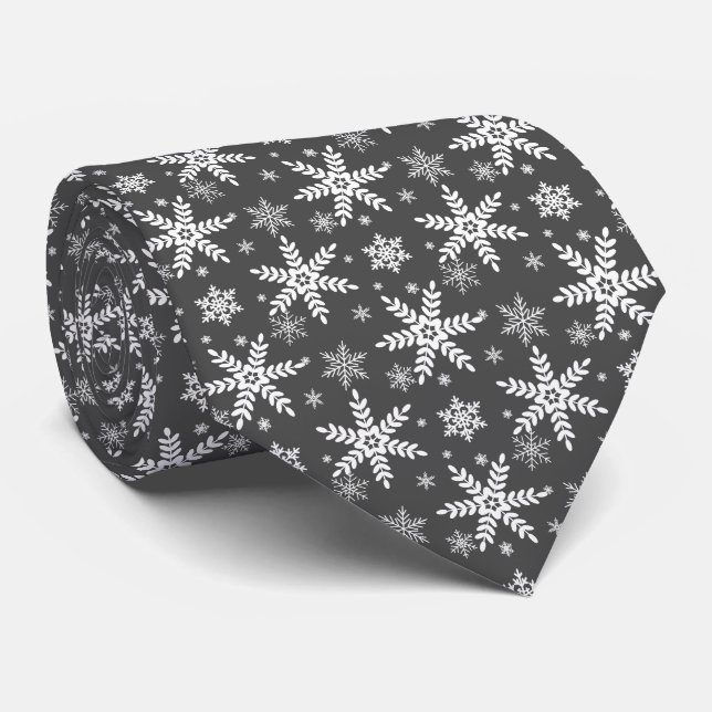 Cravate motif de flocons gris (Roulé)
