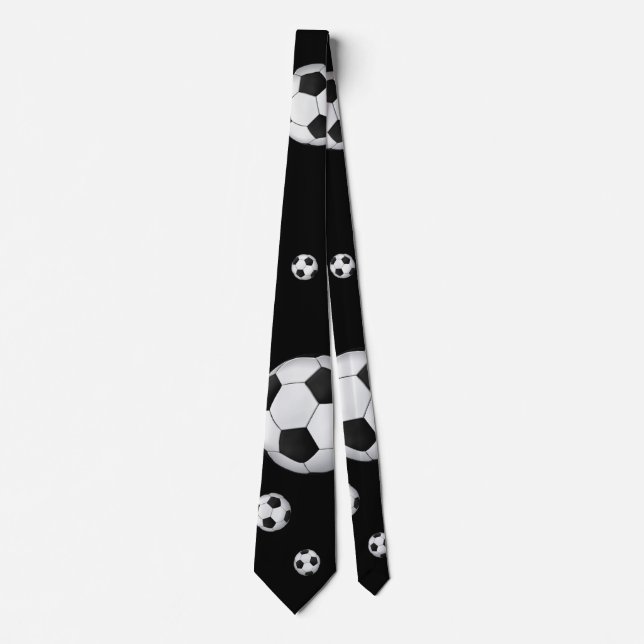 Cravate Motif de football| Noir (Devant)