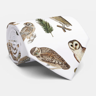 Cravate Motif de forêt de l'aquarelle de la Chouette vinta