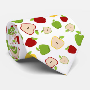 Cravate motif de fruits à la pomme mignon carrelé
