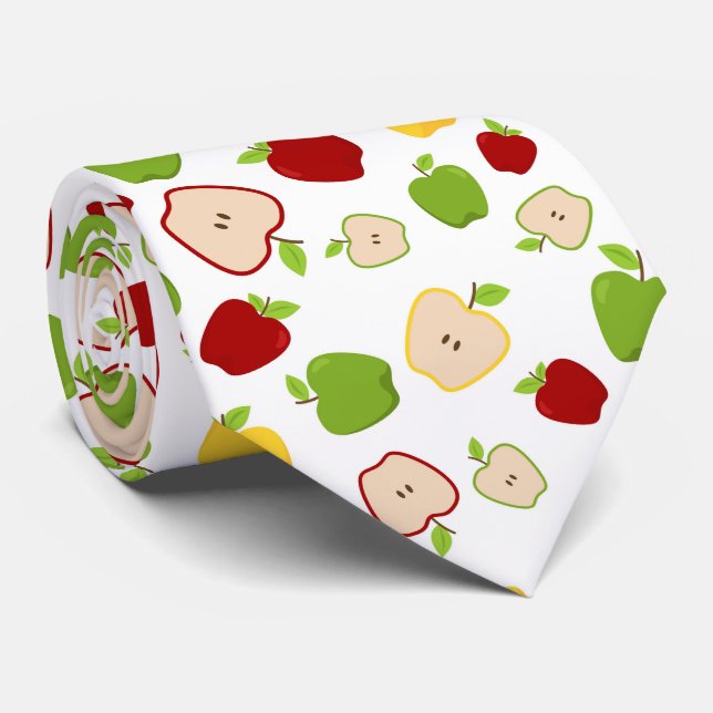 Cravate motif de fruits à la pomme mignon carrelé (Roulé)