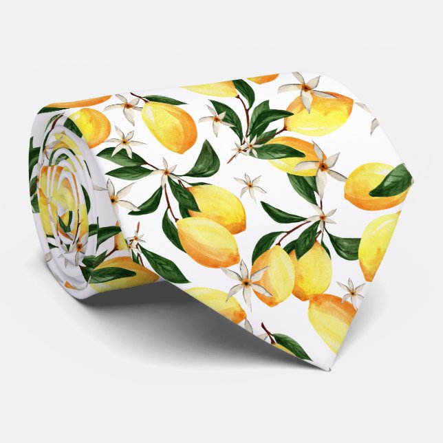 Cravate motif de fruits de citron cool carrelé (Roulé)