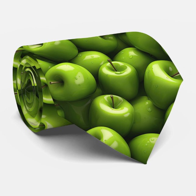Cravate motif de fruits de pomme verte cool (Roulé)