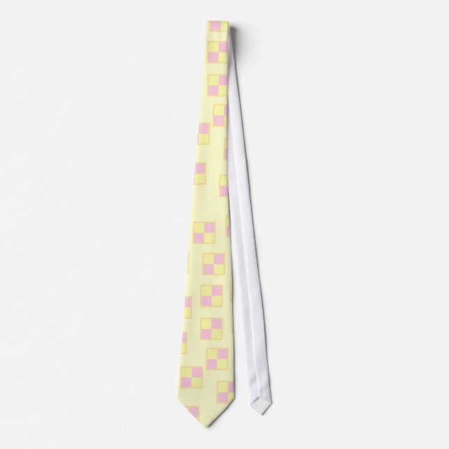 Cravate Motif de gâteau de Battenburg. Rose et jaune (Devant)