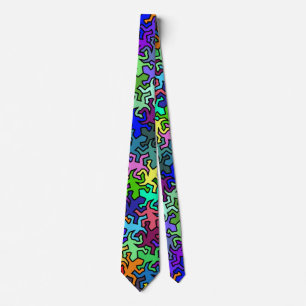 Cravate Motif de Geckos de mosaïque - multi coloré
