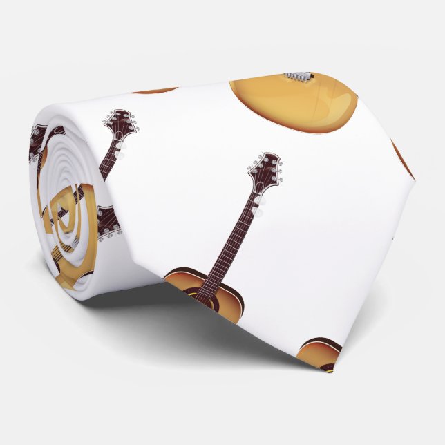 Cravate Motif de guitare acoustique (Roulé)