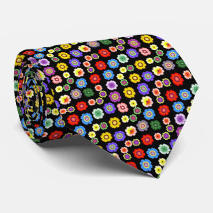 Cravate Motif de jardin fleuri coloré