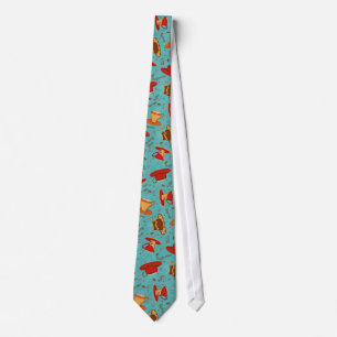 Cravate Motif de la Coupe du Café Rouge & Turquoise Cravat