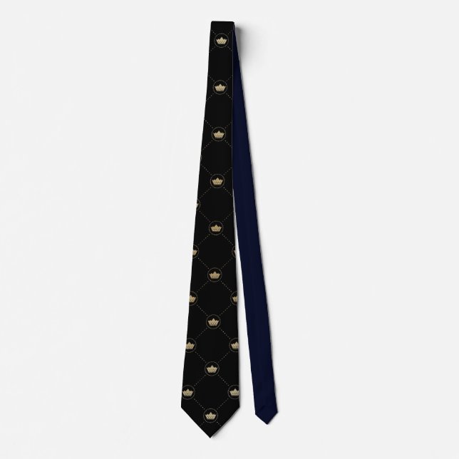 Cravate Motif de la couronne d'or noir (Devant)