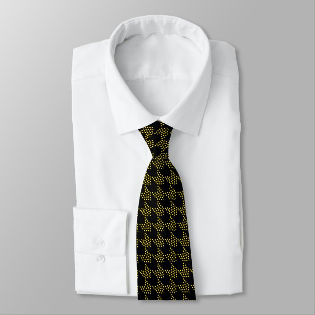 Cravate Motif de la dent pointillée noire et jaune (Attaché)