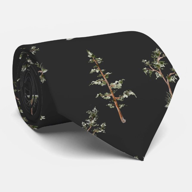 Cravate Motif de la forêt d'arbres verts (Roulé)