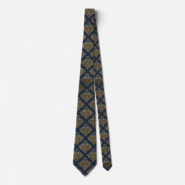 Cravate motif de la marine et de l’or (Devant)