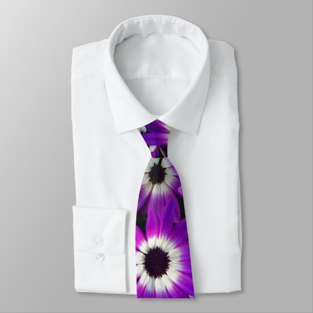 Cravate Motif de la nature Fleur violet brillant Photo Flo (Attaché)