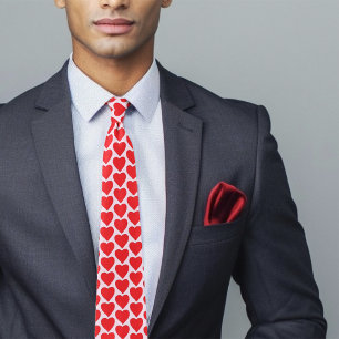 Cravate Motif de la Saint-Valentin Cœurs Roses Rouges Enjo