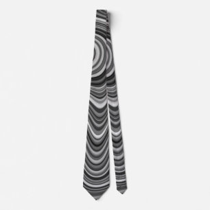 Cravate Motif de ligne courbe en argent blanc noir très un