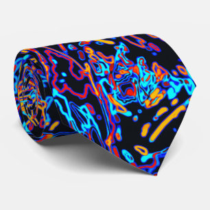 Cravate Motif de ligne incurvée néon multicolore vibrant