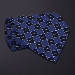 Cravate Motif de logo à damier bleu