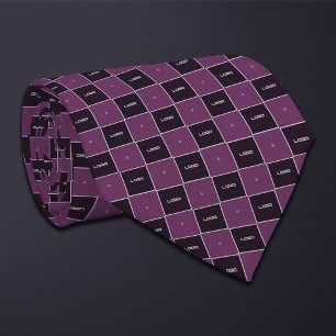Cravate Motif de logo à damier violet