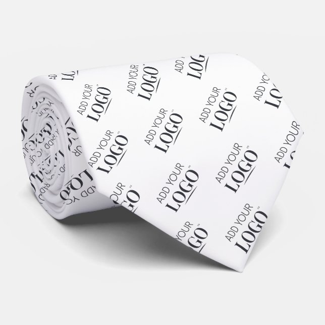 Cravate Motif de logo professionnel blanc personnalisé (Roulé)
