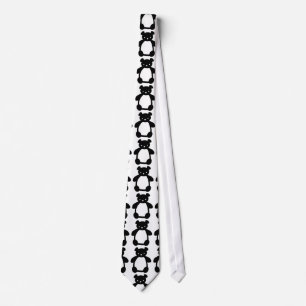 Cravate motif de l'ours en peluche blanc noir