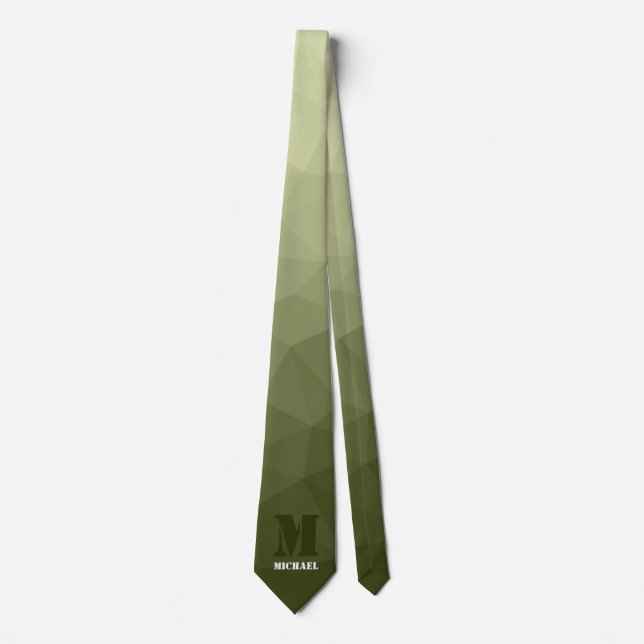 Cravate Motif de maille géométrique vert clair de l'armée (Devant)