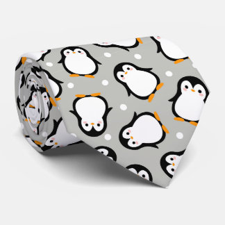 Cravate Motif de manchot mignon motif gris