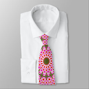 Cravate Motif de Mandala rose et vert
