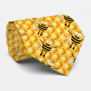 Cravate Motif de miel de Cartoon Fly Bee