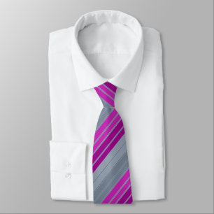 Cravate Motif de mode gris rayé violet