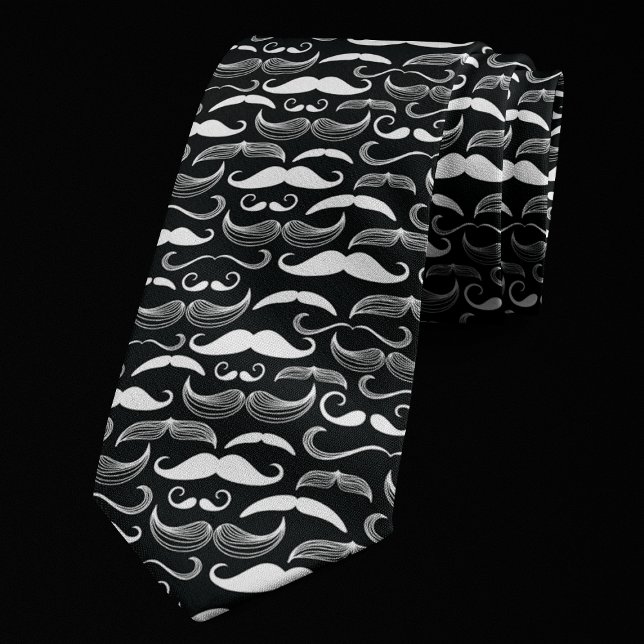 Cravate Motif de moustache noire et blanche de hipster bra (Créateur téléchargé)