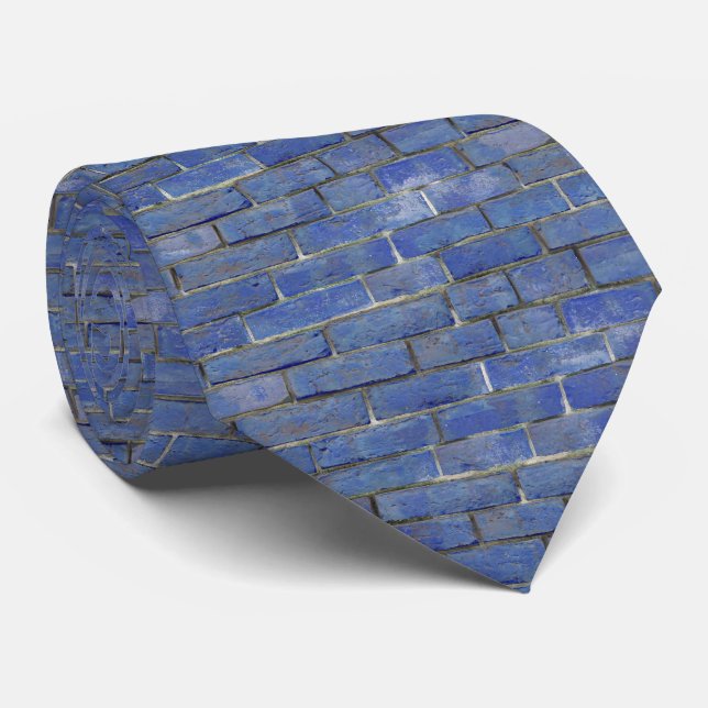 Cravate Motif de mur de briques de bleu de cobalt (Roulé)
