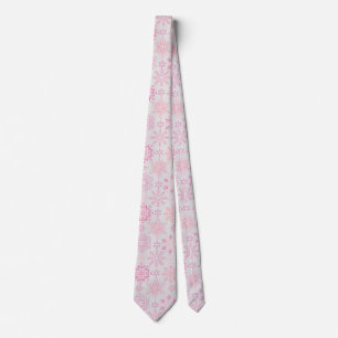 Cravate Motif de neige rose Hors-blanc BG