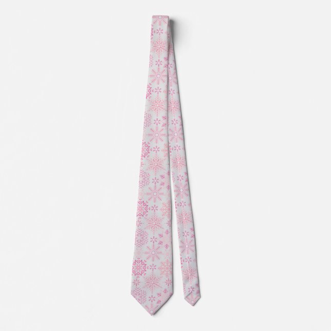 Cravate Motif de neige rose Hors-blanc BG (Devant)