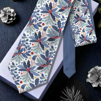 Cravate Motif de Noël bleu#17 ID1009