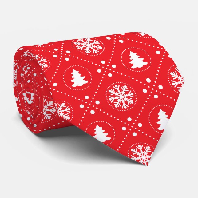 Cravate Motif de Noël classique Red Festive (Roulé)
