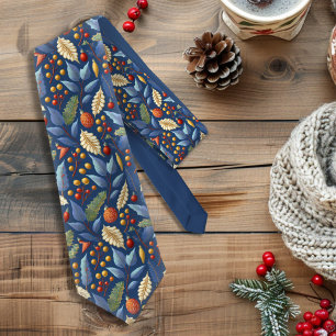 Cravate Motif de Noël en or bleu #18 ID1009