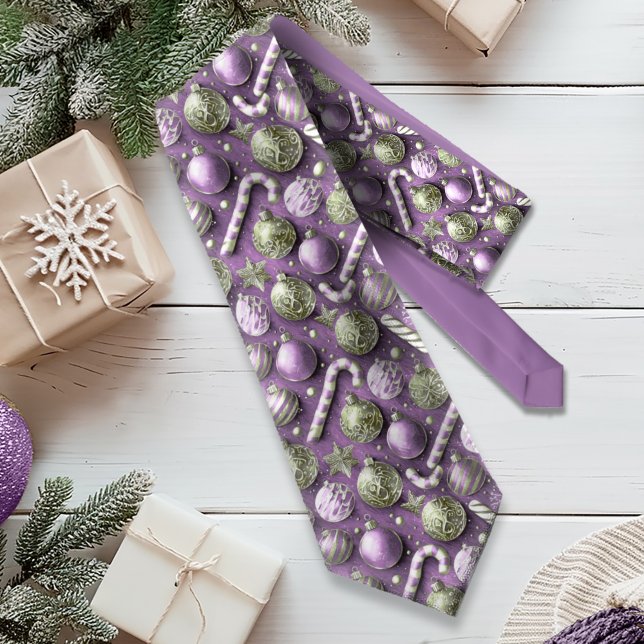 Cravate Motif de Noël vert violet #12 ID1009 (Créateur téléchargé)