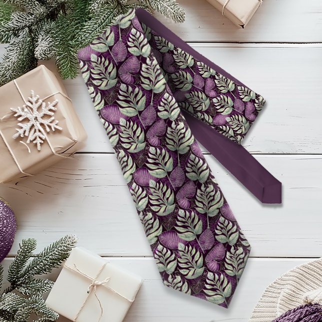 Cravate Motif de Noël vert violet #29 ID1009 (Créateur téléchargé)