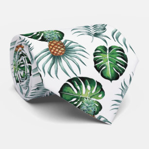 Cravate Motif de palmier de jungle à l'aquarelle tropicale