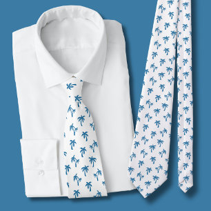 Cravate Motif de palmier tropical bleu