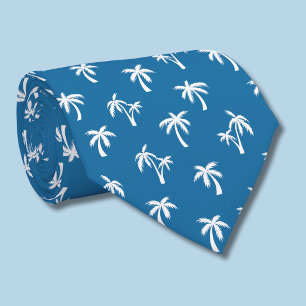 Cravate Motif de palmier tropical bleu