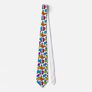 Cravate Motif de papillon de monarque d'arc-en-ciel