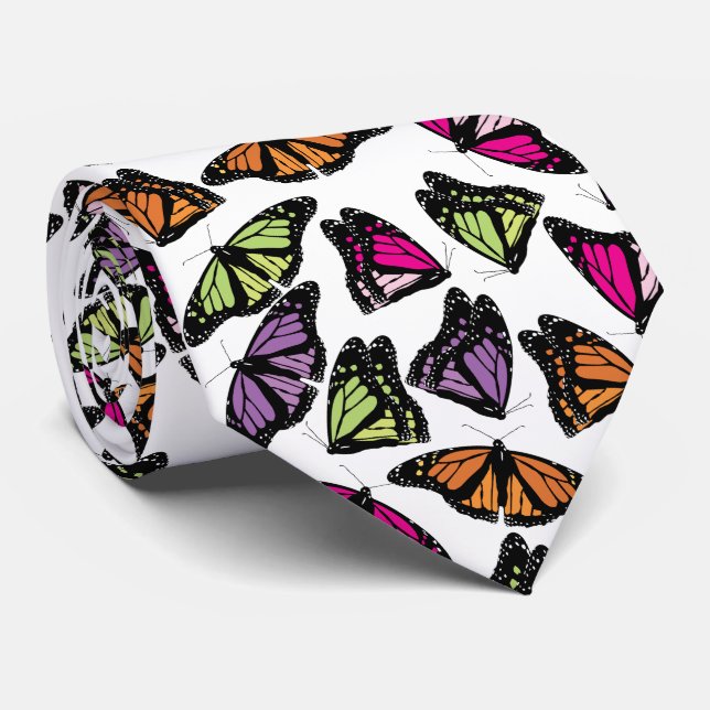 Cravate Motif de papillons colorés (Roulé)