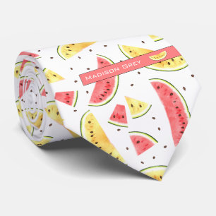 Cravate Motif de pastèques rouge et jaune