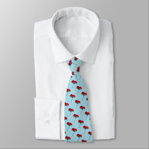 Cravate motif de pavot rouge sur bleu ciel